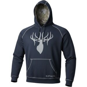 Kings Camo Mens Logo Hoodie Navy Blue Antler Graphic Snow Shadow Camo L NEW